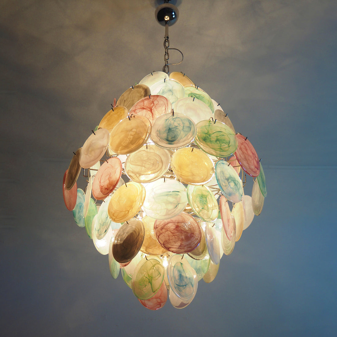 Vintage Murano-Style Disks Chandelier 29.5"