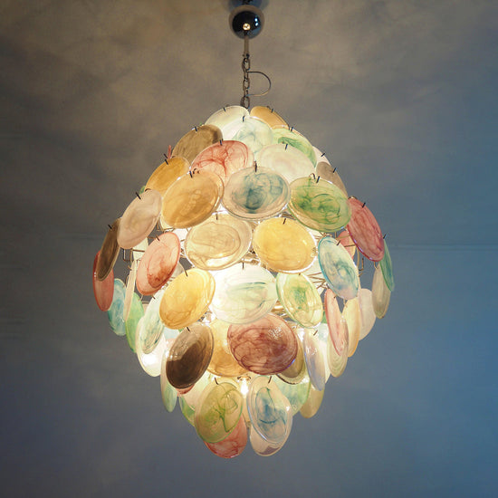 Vintage Murano-Style Disks Chandelier 29.5"