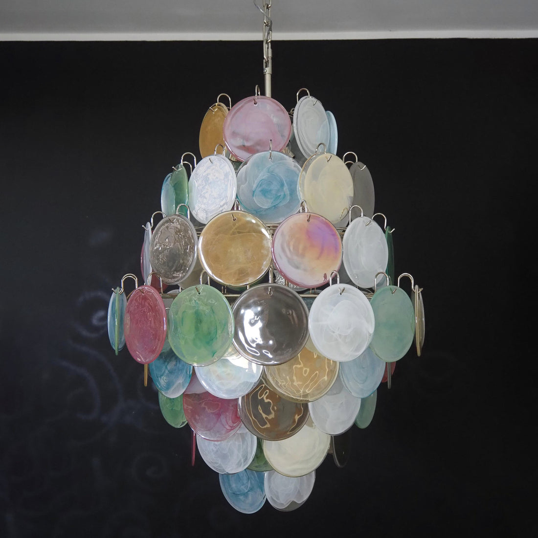 Vintage Murano-Style Disks Chandelier 29.5"