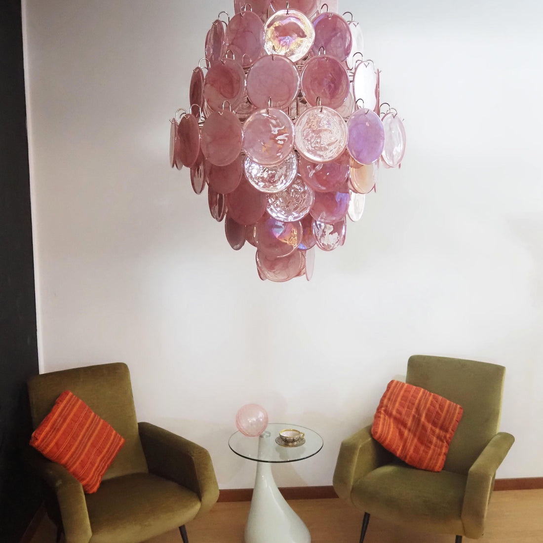 Vintage Murano-Style Disks Chandelier 29.5"