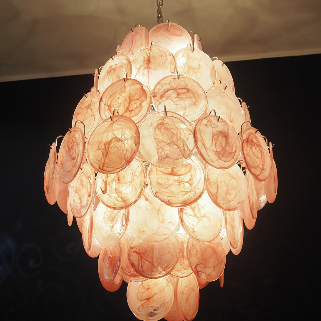 Vintage Murano-Style Disks Chandelier 29.5"