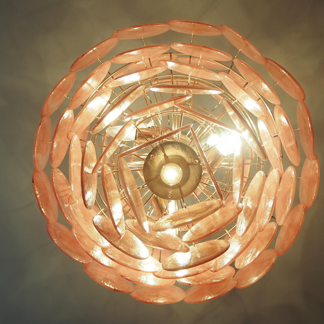 Vintage Murano-Style Disks Chandelier 29.5"