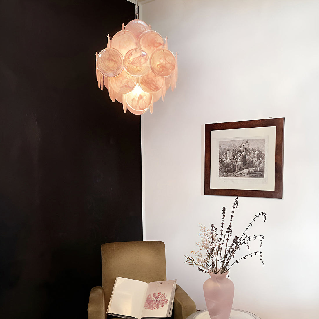 Vintage Murano-Style 19.7″ Glass Chandelier