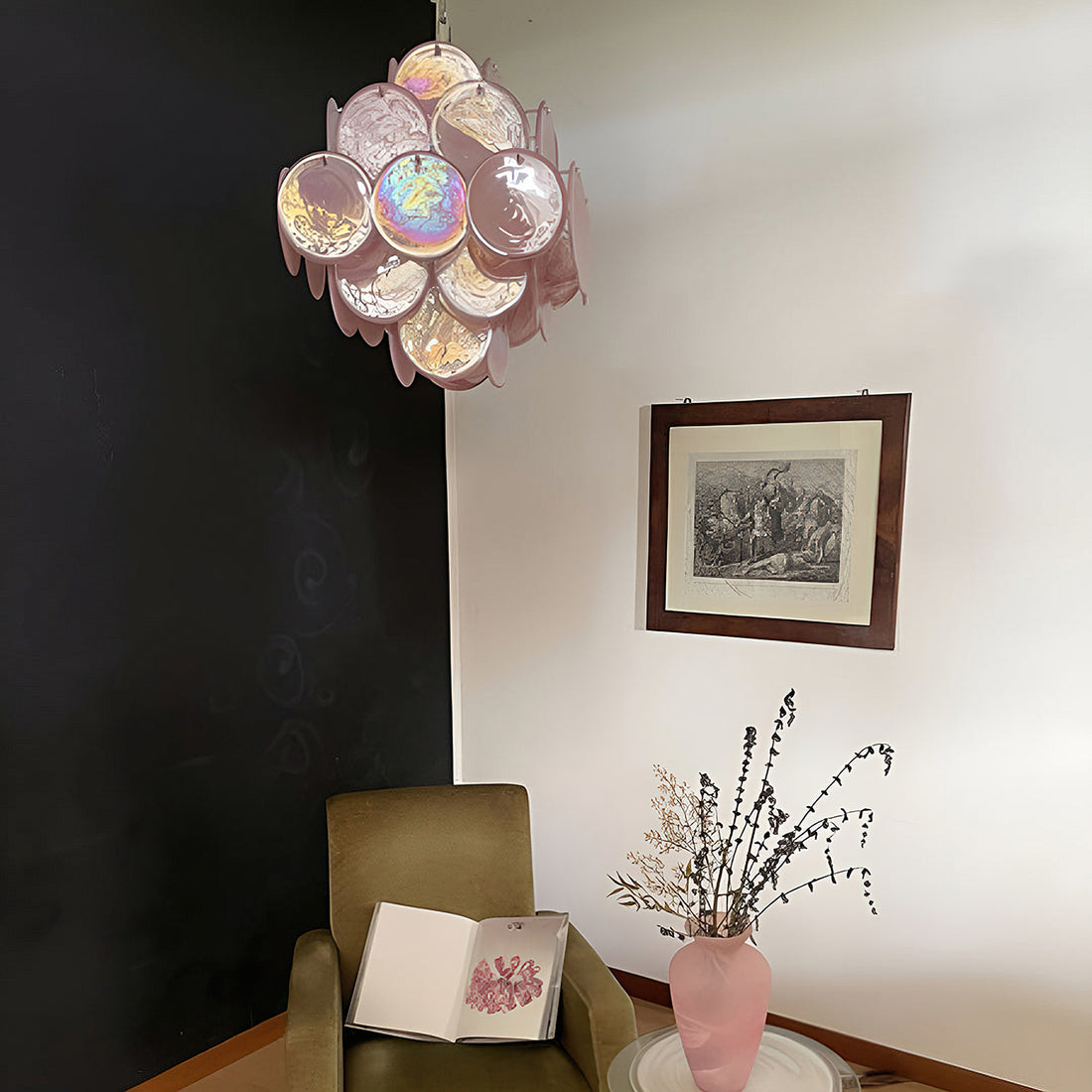 Vintage Murano-Style 19.7″ Glass Chandelier