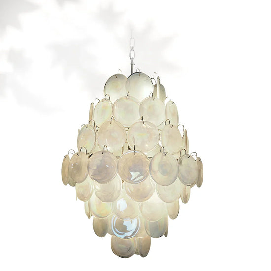 Vintage Murano-Style Disks Chandelier 29.5"