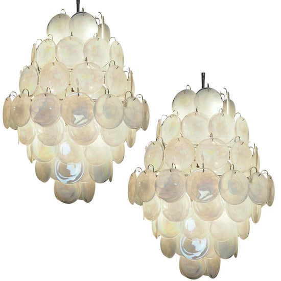 Vintage Murano-Style Disks Chandelier 29.5"