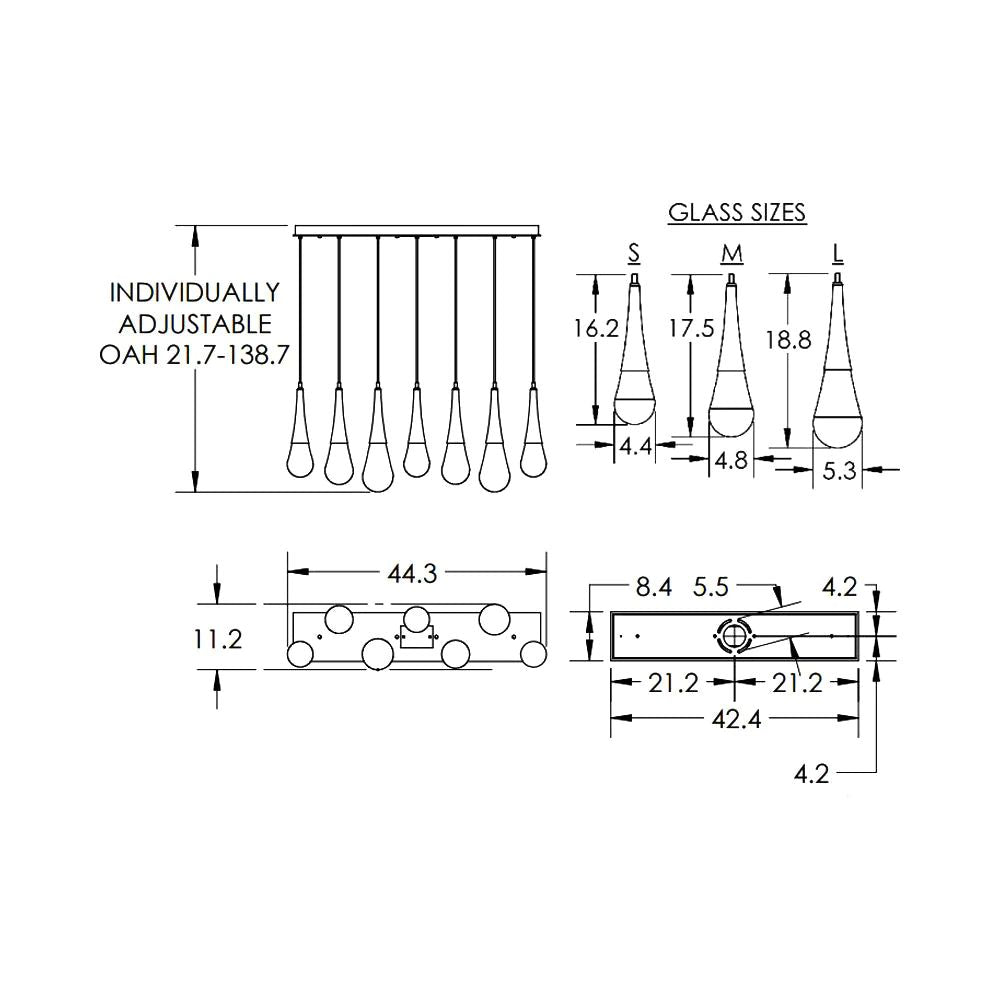 Soltaire Raindrop Rectangle  LED Chandelier