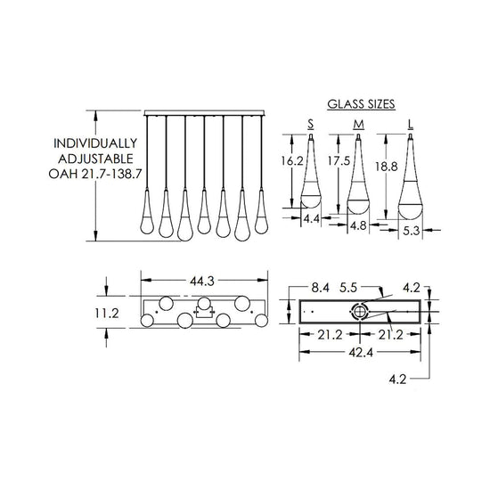 Soltaire Raindrop Rectangle  LED Chandelier
