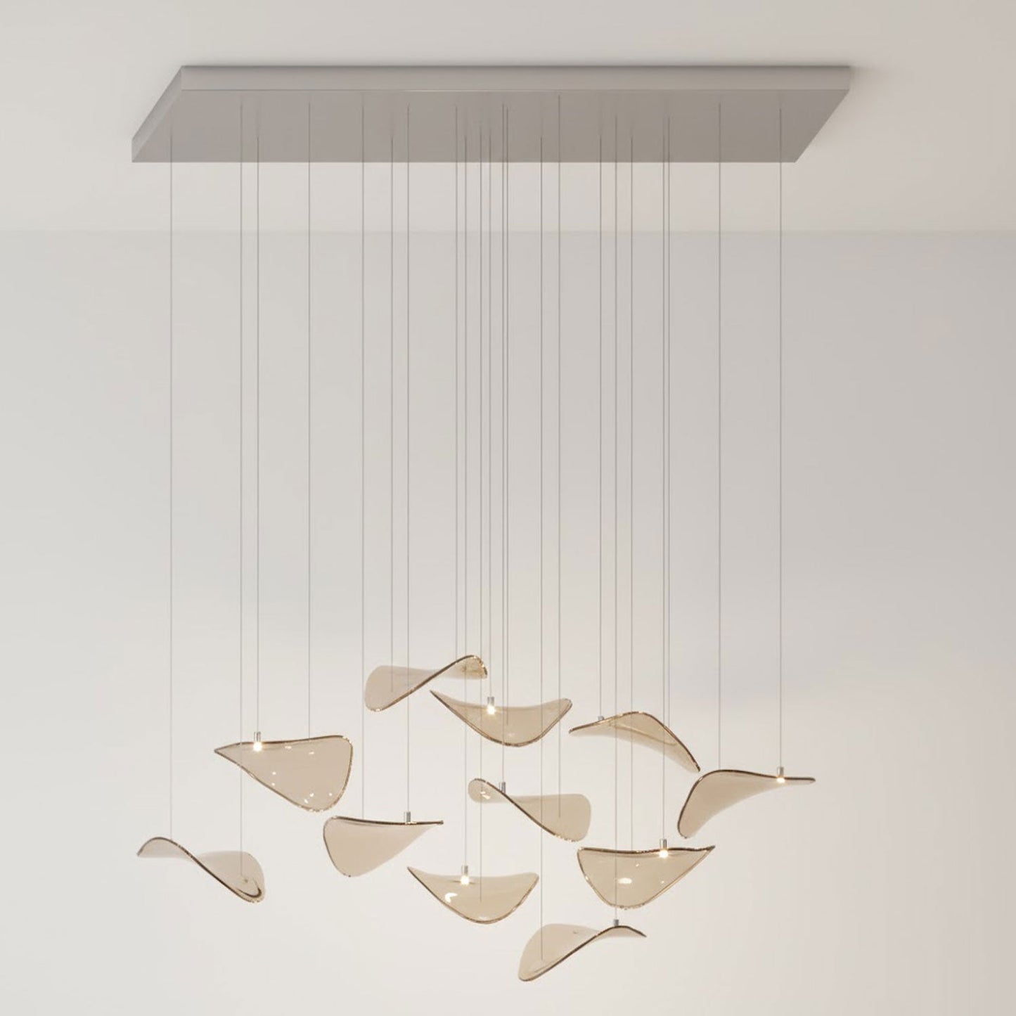 Galaxy Wave Floating Leaf Crystal Spiral Chandelier
