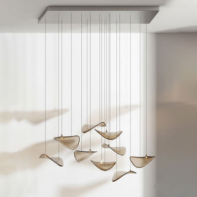 Galaxy Wave Floating Leaf Crystal Spiral Chandelier