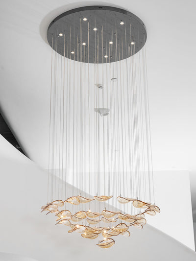 Galaxy Wave Floating Leaf Crystal Spiral Chandelier