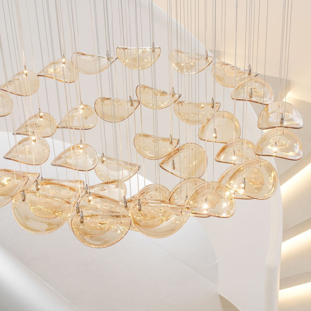 Galaxy Wave Floating Leaf Crystal Spiral Chandelier