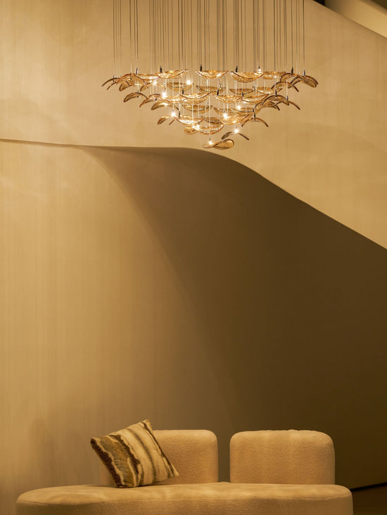 Galaxy Wave Floating Leaf Crystal Spiral Chandelier