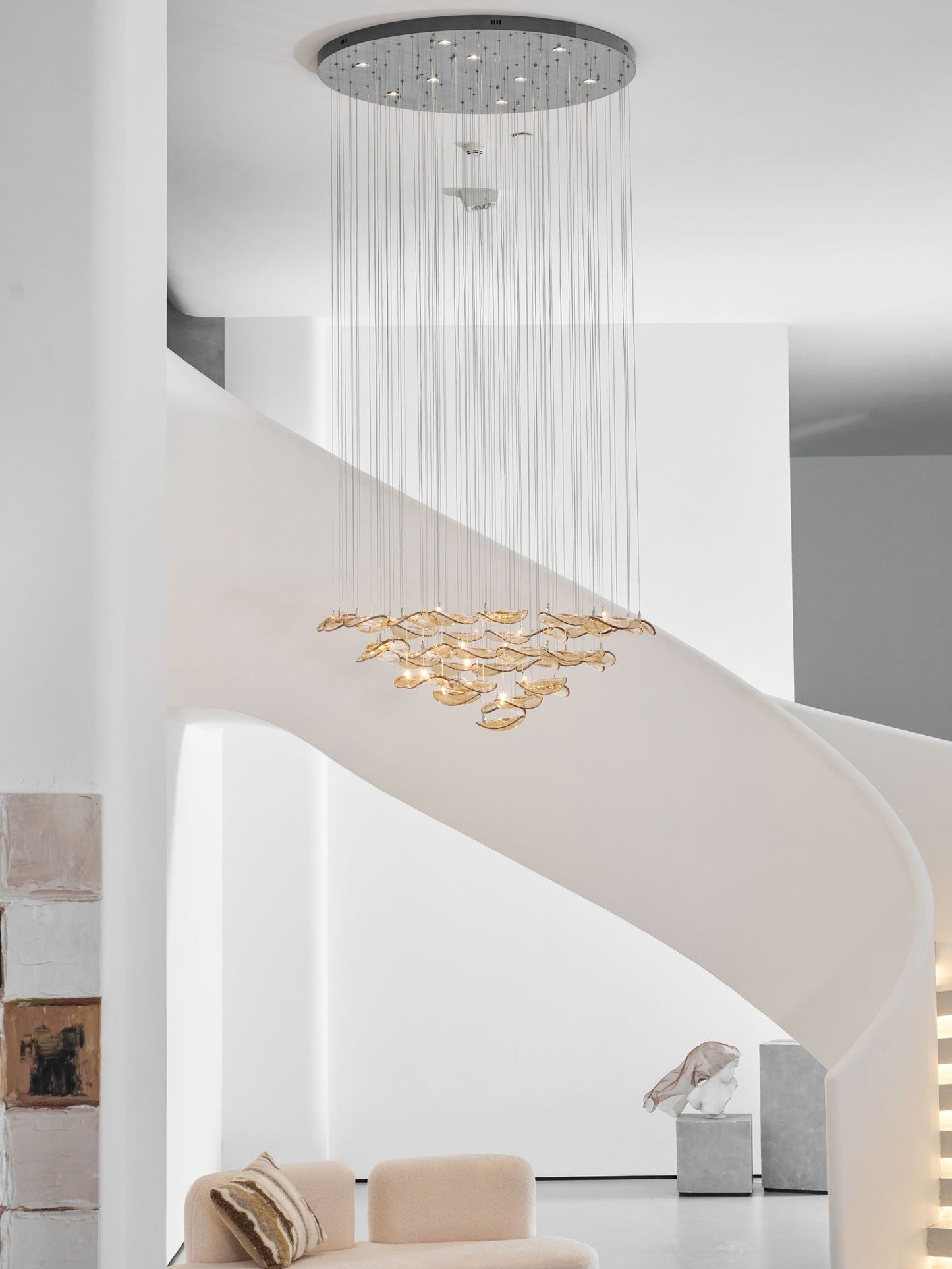 Galaxy Wave Floating Leaf Crystal Spiral Chandelier