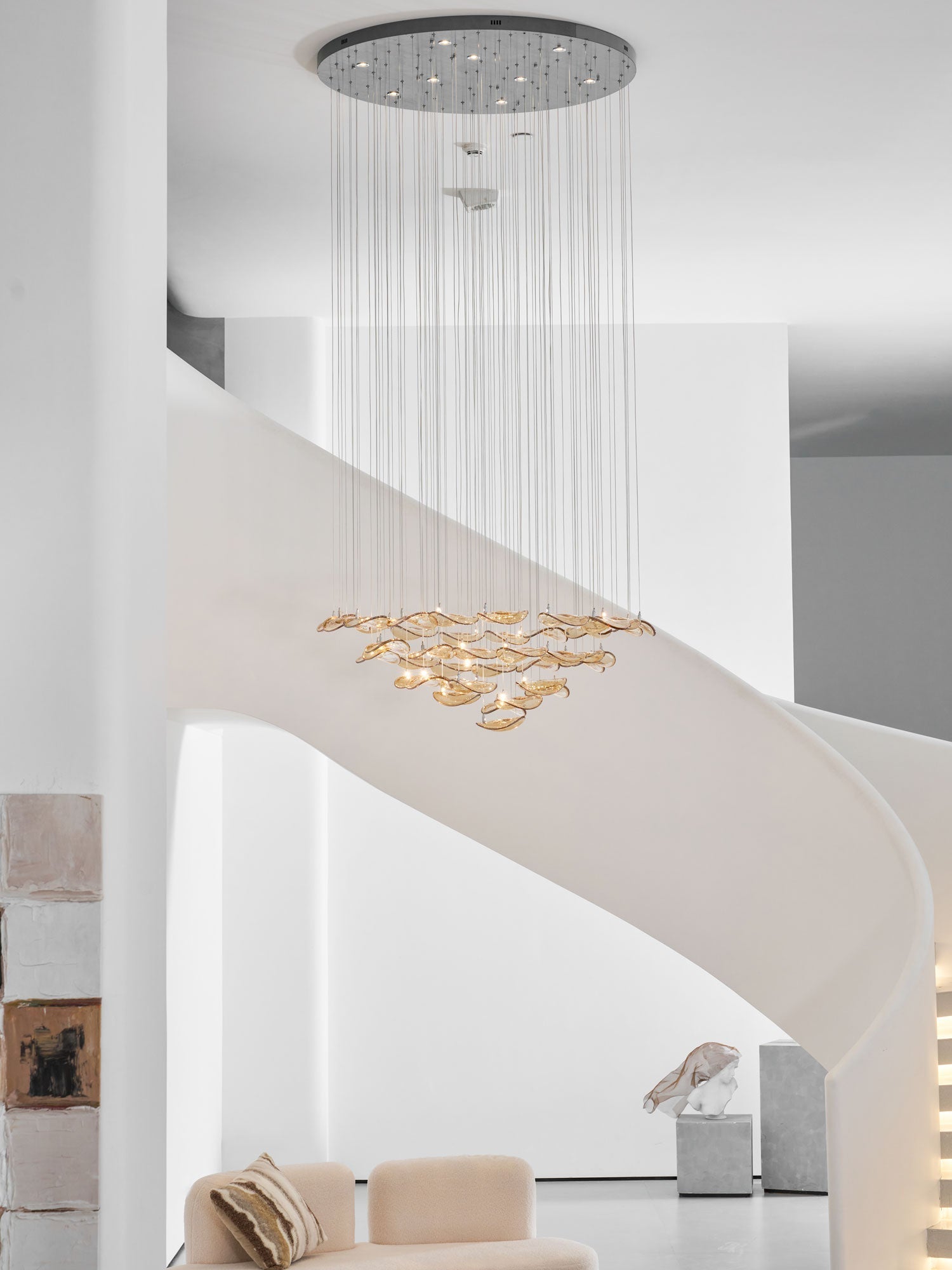 Galaxy Wave Floating Leaf Crystal Spiral Chandelier