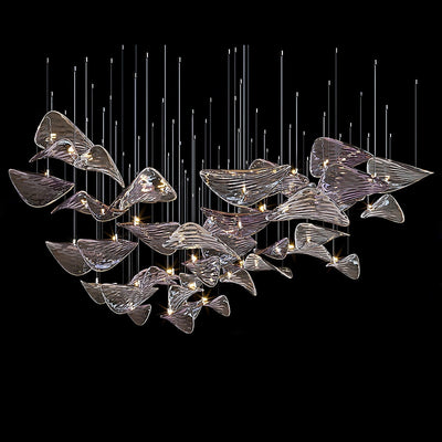 Galaxy Wave Floating Leaf Crystal Spiral Chandelier