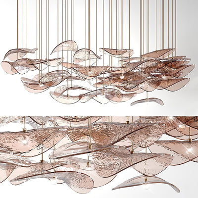 Galaxy Wave Floating Leaf Crystal Spiral Chandelier