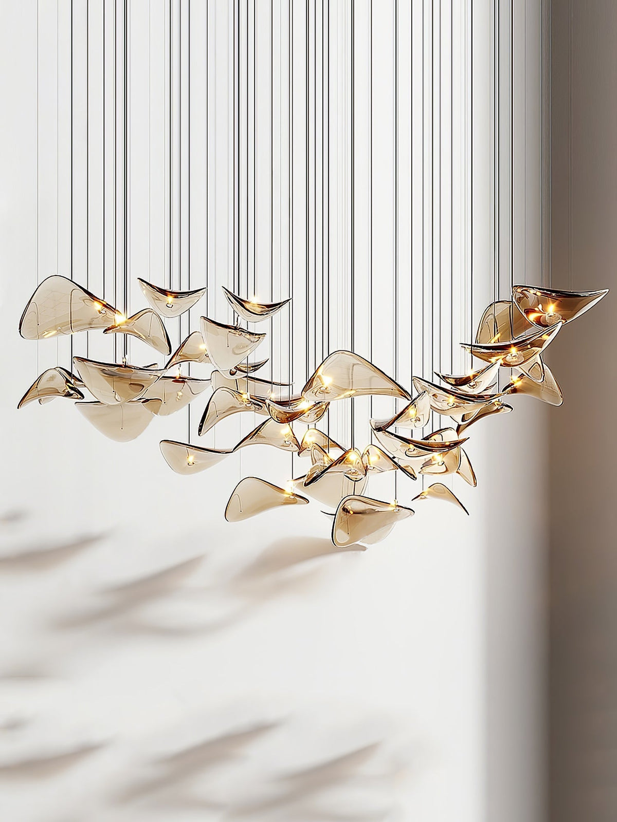 Galaxy Wave Floating Leaf Crystal Spiral Chandelier