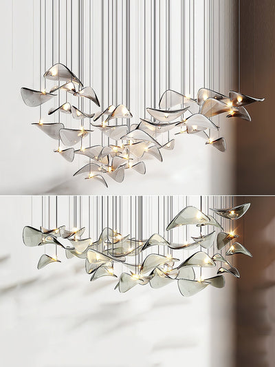 Galaxy Wave Floating Leaf Crystal Spiral Chandelier