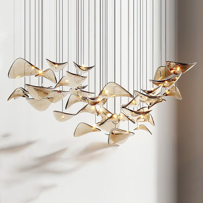 Galaxy Wave Floating Leaf Crystal Spiral Chandelier