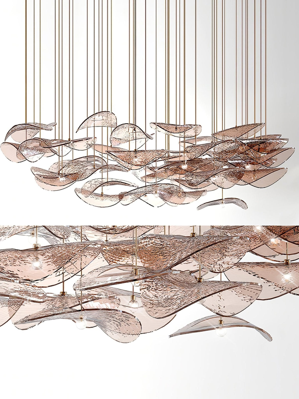 Galaxy Wave Floating Leaf Crystal Spiral Chandelier