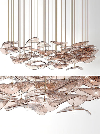 Galaxy Wave Floating Leaf Crystal Spiral Chandelier