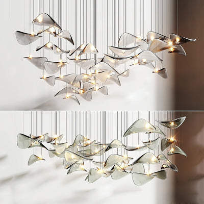 Galaxy Wave Floating Leaf Crystal Spiral Chandelier