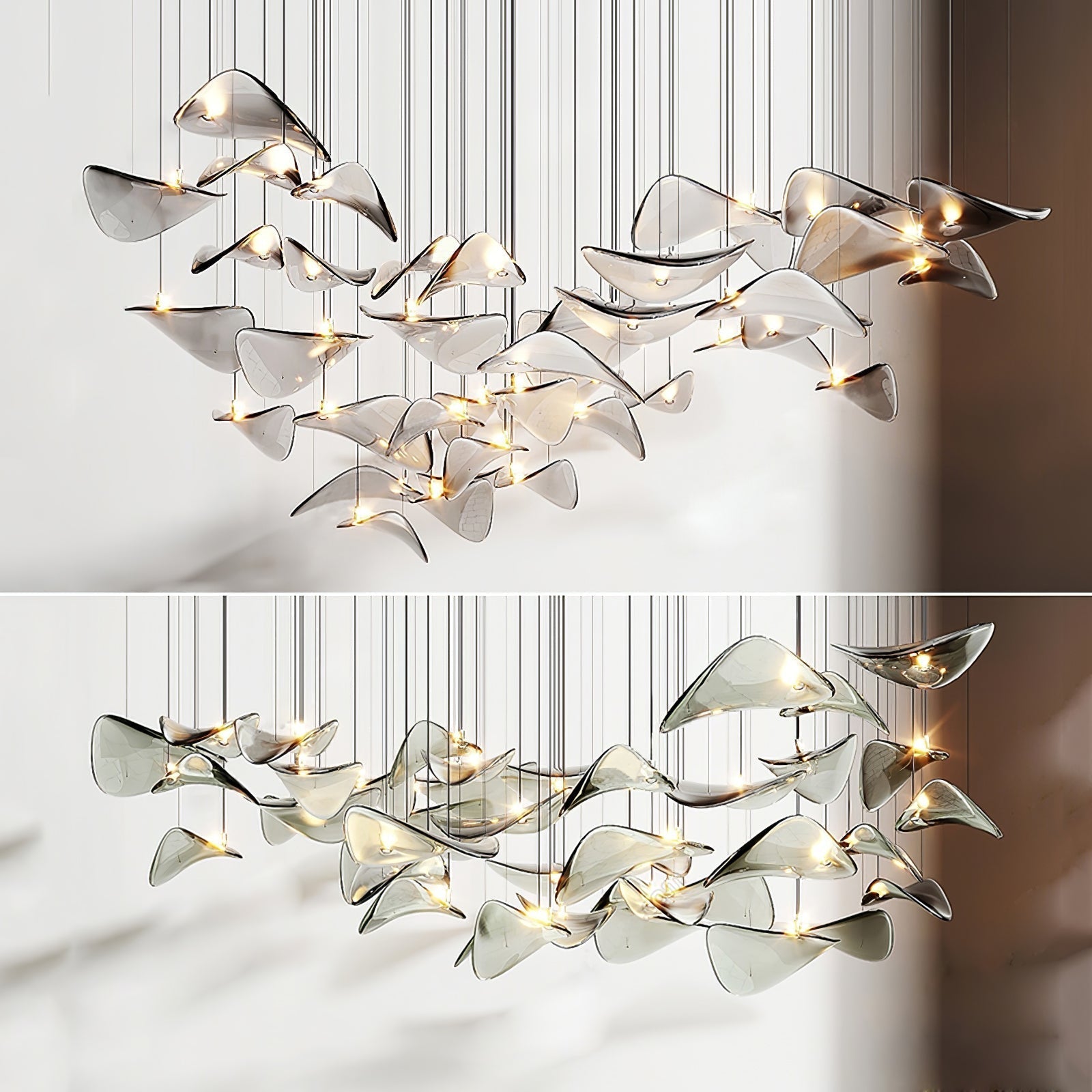 Galaxy Wave Floating Leaf Crystal Spiral Chandelier
