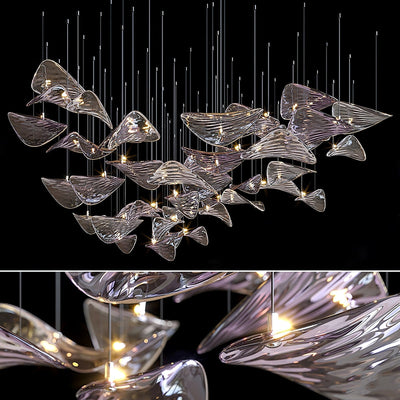 Galaxy Wave Floating Leaf Crystal Spiral Chandelier