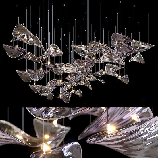 Galaxy Wave Floating Leaf Crystal Spiral Chandelier