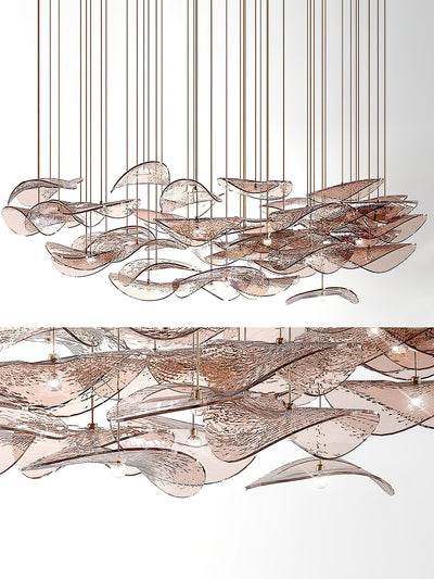 Galaxy Wave Floating Leaf Crystal Spiral Chandelier