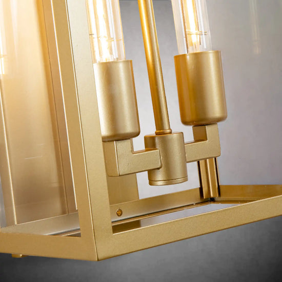 21" Gold Outdoor Wall Sconce with Glass Shade