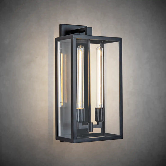 21" Gold Outdoor Wall Sconce with Glass Shade