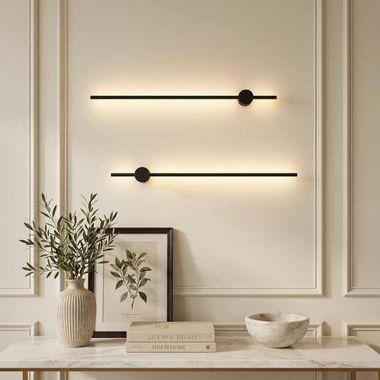 Linear LED Wall Lamp, 2.3-Inch x H 23.6~47.2-Inch, Black, Warm Light for Living Room & Dining Room