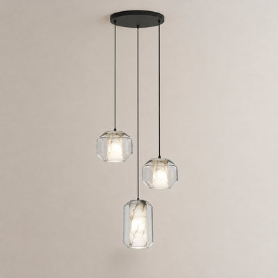 Cylinder Pendant Light in Alabaster and Glass