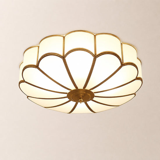 Flower Shape Glass Recessed Ceiling Light, 13.8~23.6-Inch x H 6.1`7.9-Inch, Brass & White for Living Room