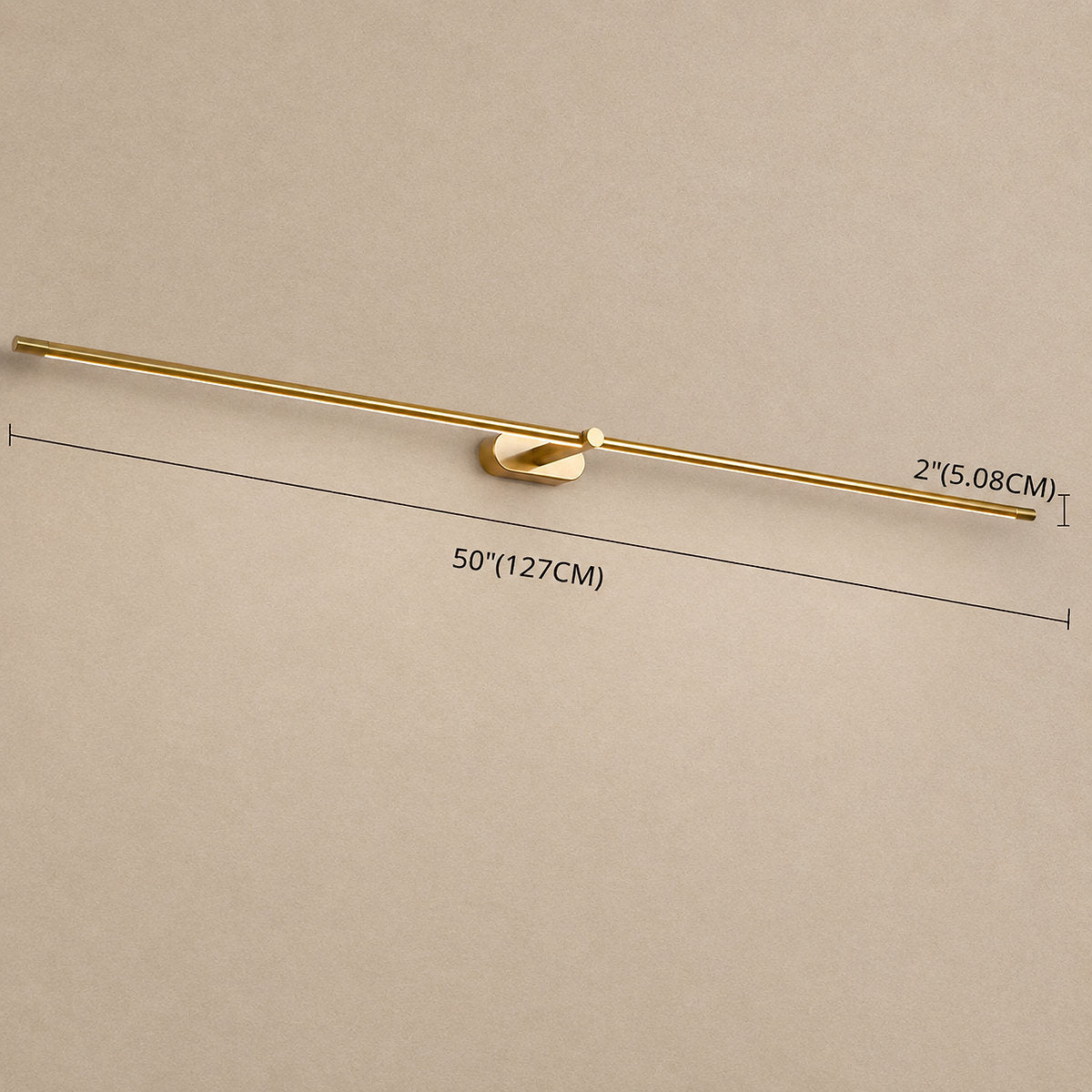 Minimalist Linear Rechargeable Wall Lamp, L 27~50-Inch x H 2-Inch, Gold, Three-Color Light & USB Charging for Bedroom & Living Room