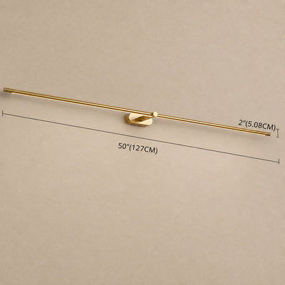 Minimalist Linear Rechargeable Wall Lamp, L 27~50-Inch x H 2-Inch, Gold, Three-Color Light & USB Charging for Bedroom & Living Room