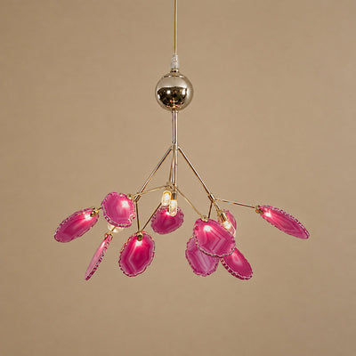 Rose Gold Chandelier with Natural Stone Slices