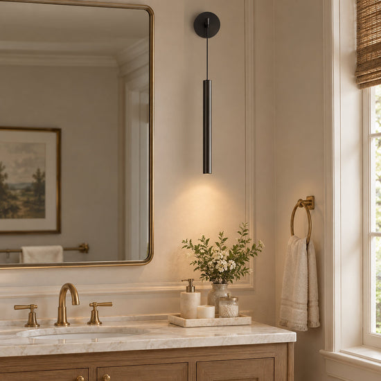 Brass Line Wall Lamp, 3.9-Inch x H 23.6-Inch, Brass, Warm Light for Living Room