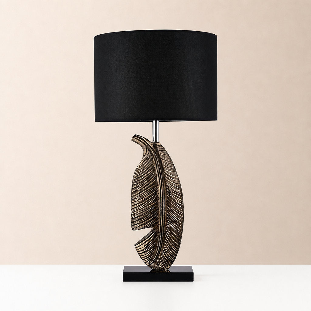 Tricolordeer Sculptural Gold Feather Table Lamp