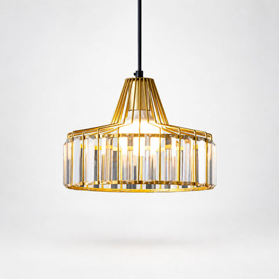 Round Crystal Drum Pendant Light for Dining Room & Living Room