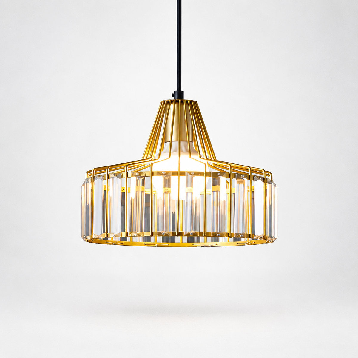Round Crystal Drum Pendant Light for Dining Room & Living Room