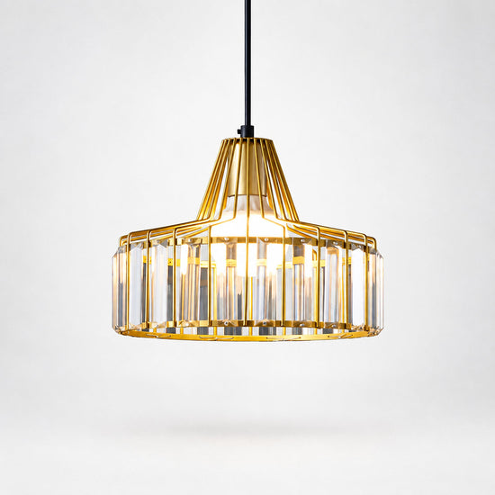 Round Crystal Drum Pendant Light for Dining Room & Living Room