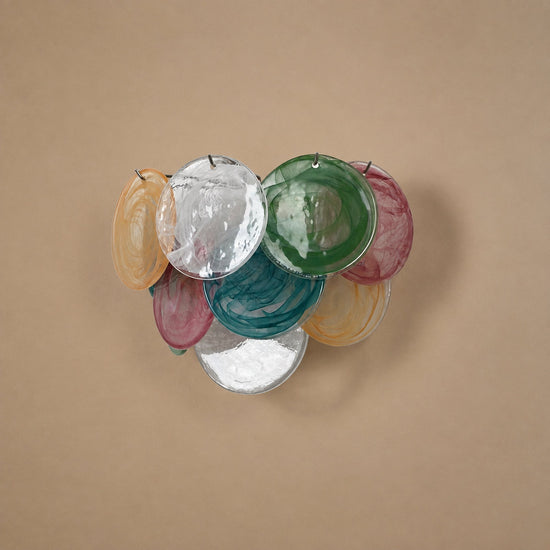 Lunaria Disc Glass Wall Lamp, 13.4-Inch, Green for Living Room & Dining Room
