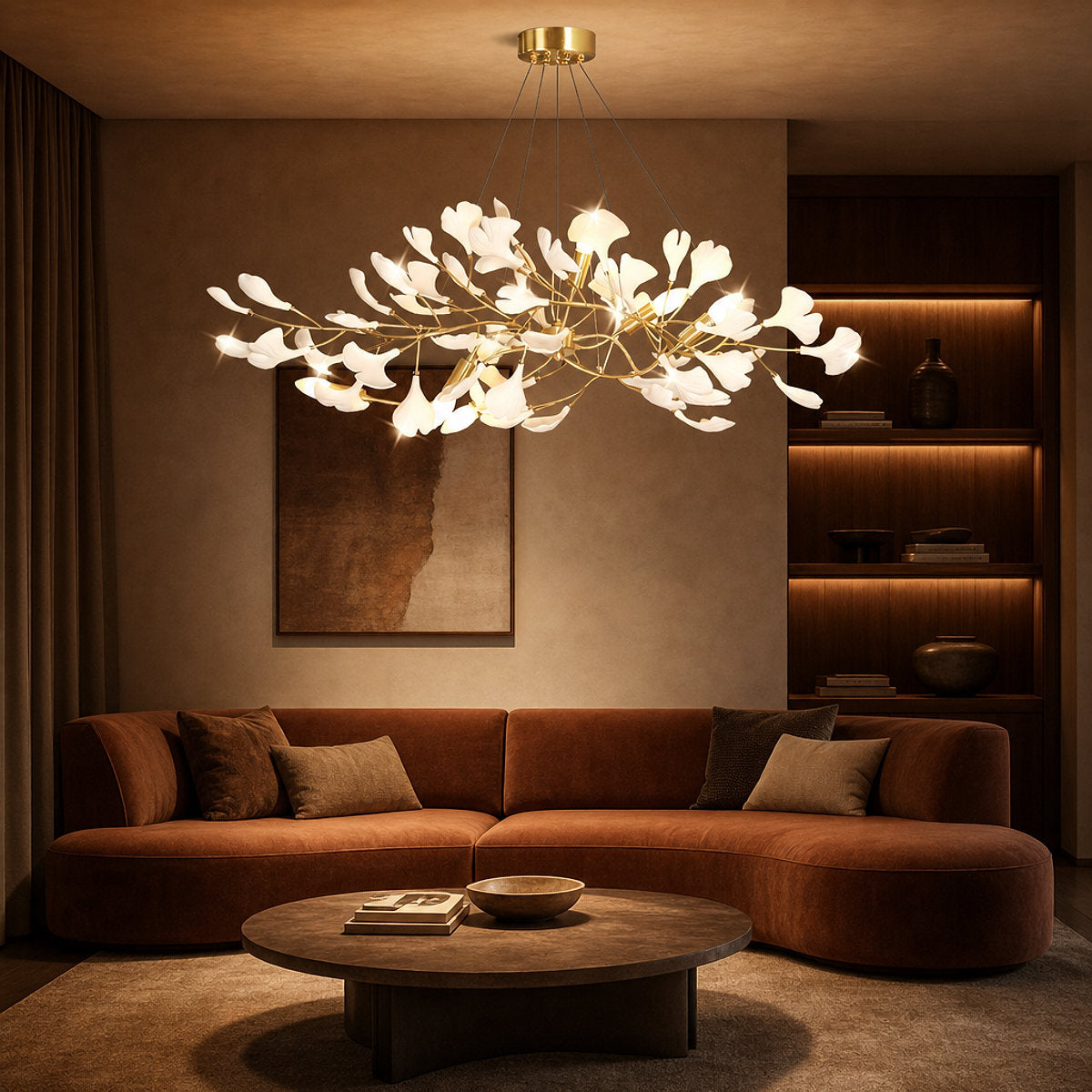 Porcelain Leaf Horizontal Branch Chandelier