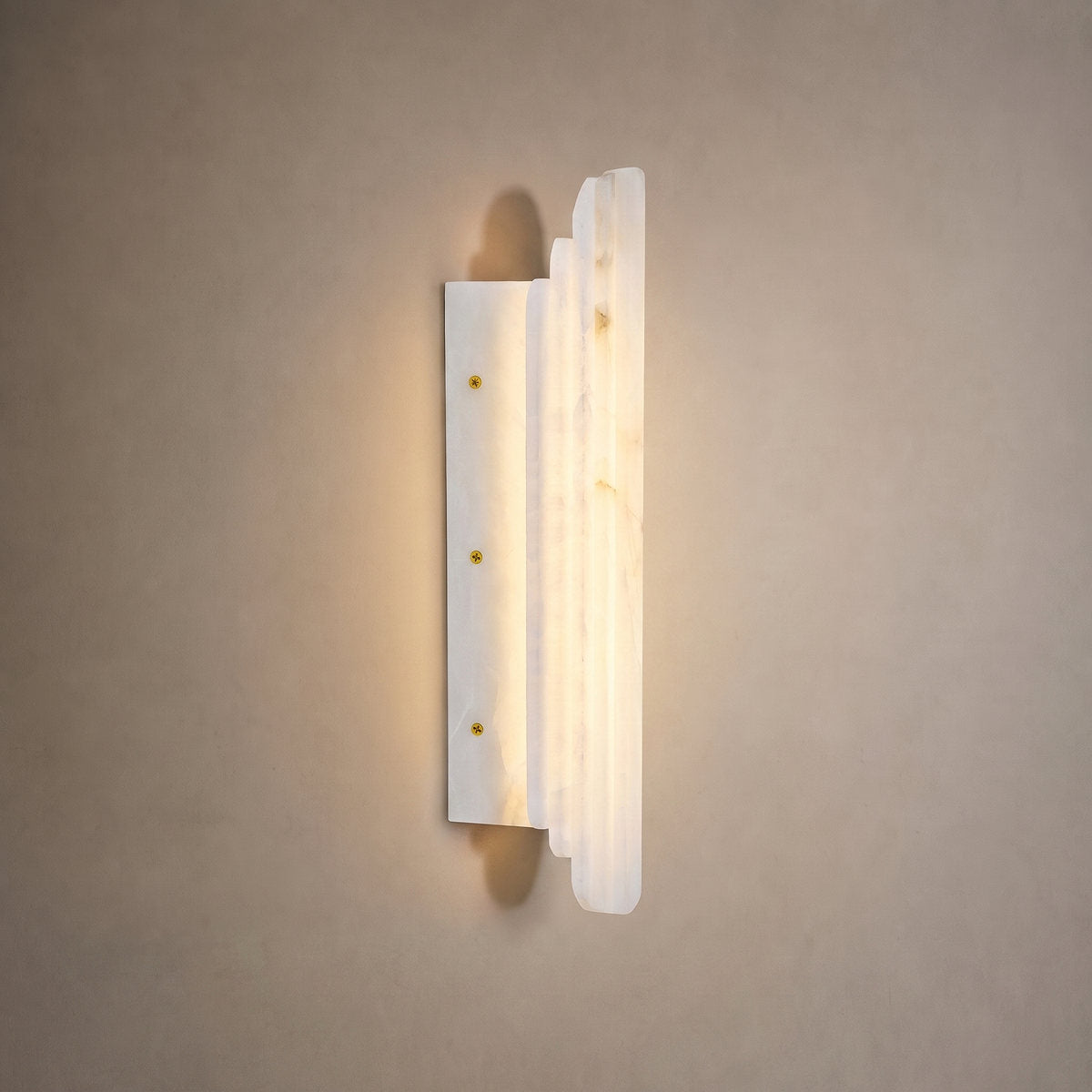 Estelle Alabaster Wall Lamp, 7.9-Inch x H 19.7-Inch, White, Warm Light for Living Room & Dining Room
