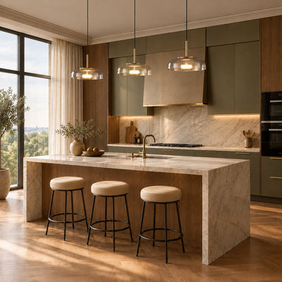 Tricolordeer Nordic Modern Round Brass Glass Pendant Light