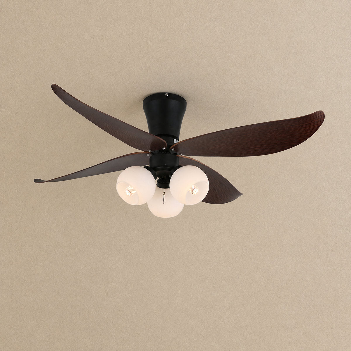 Arbora Bloom Ceiling Fan Light, 36-Inch x H 11.8-Inch, Walnut Wood & White for Living Room