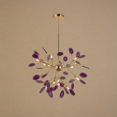Rose Gold Chandelier with Natural Stone Slices